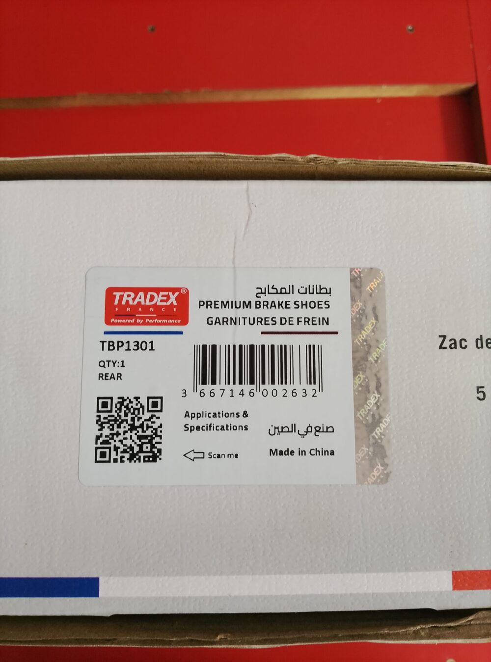Tradex France Premium Rear Brake Shoe Set (Part No. TBP1301)