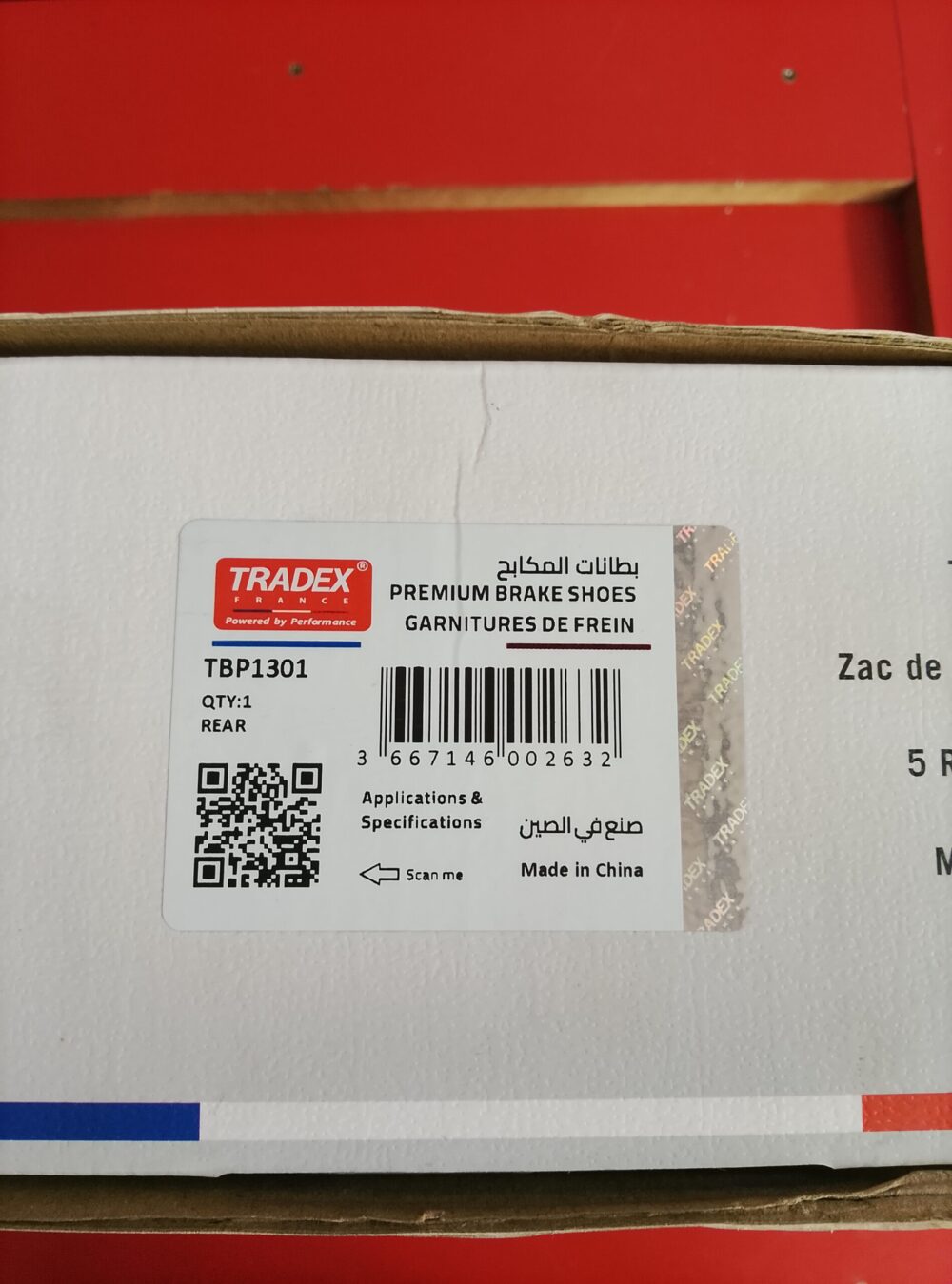 Tradex France Premium Rear Brake Shoe Set (Part No. TBP1301)