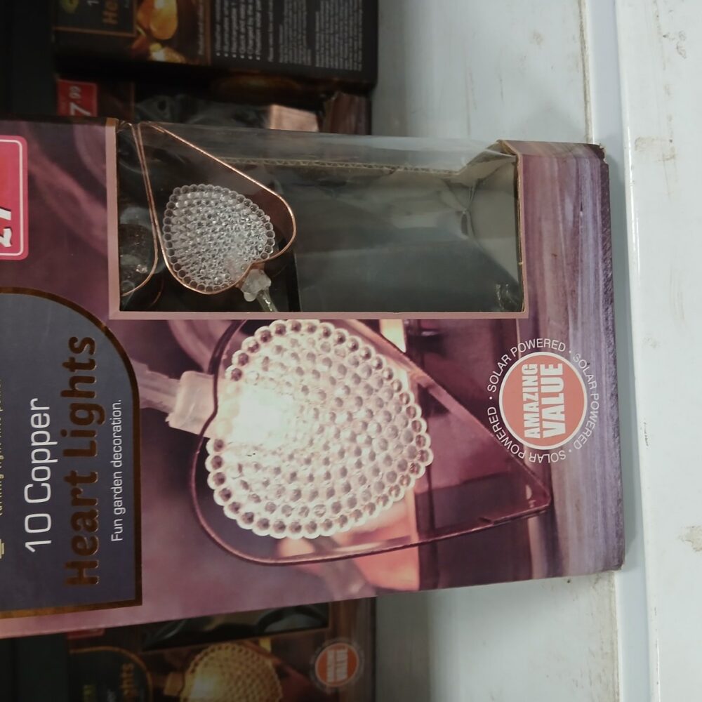 10 Copper Heart Solar Lights