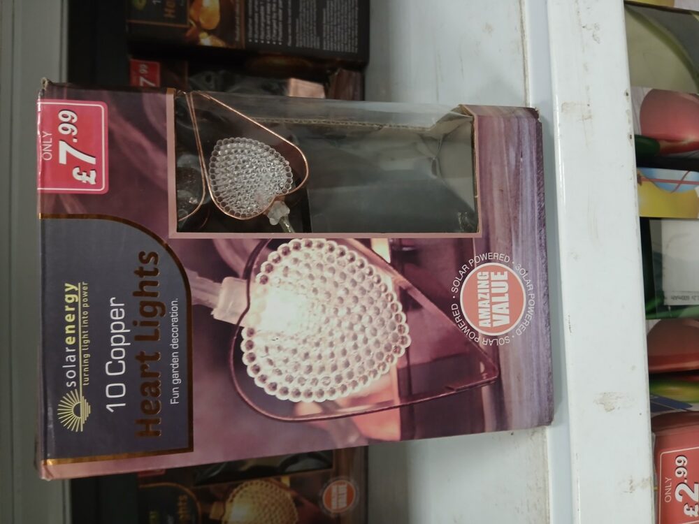 10 Copper Heart Solar Lights