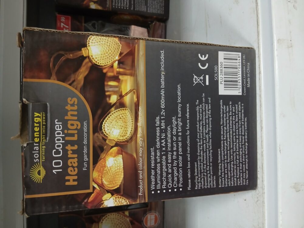 10 Copper Heart Solar Lights