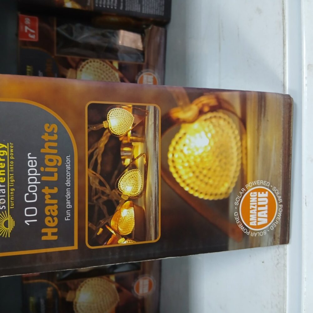 10 Copper Heart Solar Lights