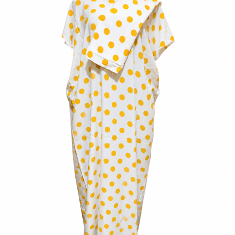 Caftan — White with Gold Polka Dot Print