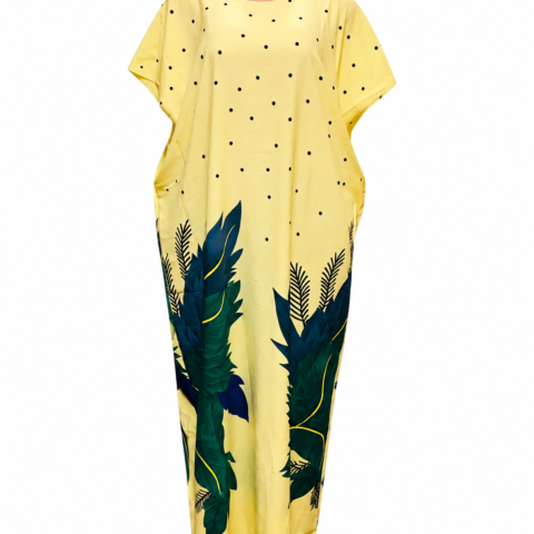 2e300f2a-1f2e-426c-9a9a-9b461a3e7f5d Caftan — Pale Yellow with Green Leaf Print