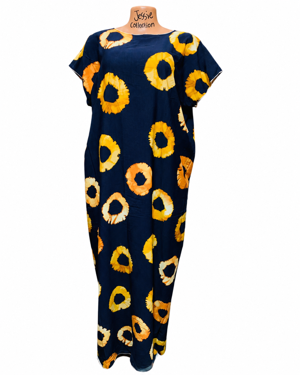 3b5e54e3-0e2c-4f6e-885a-ef469382bb1f Caftan — Navy with Gold Sunflower Print