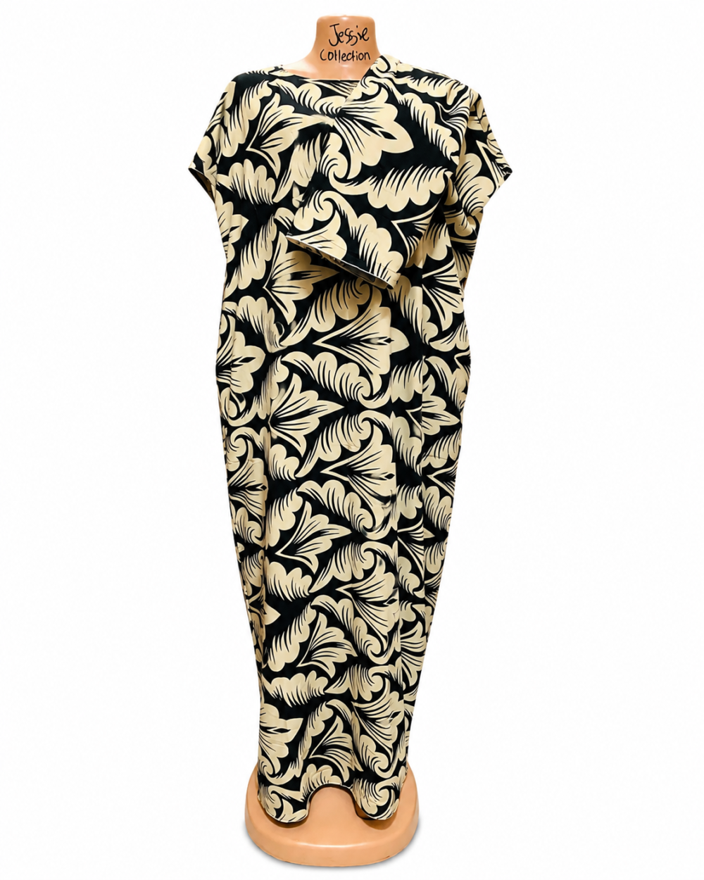 3efd51da-13a1-496a-b239-ab94297184c8 Caftan — Grey & Black Bow Print