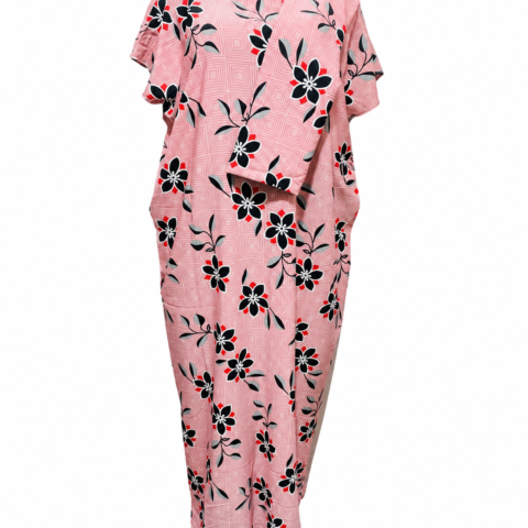 40296cda-ac1e-4638-a88f-9df1b3a4200c Caftan — Pink with Black Floral Print