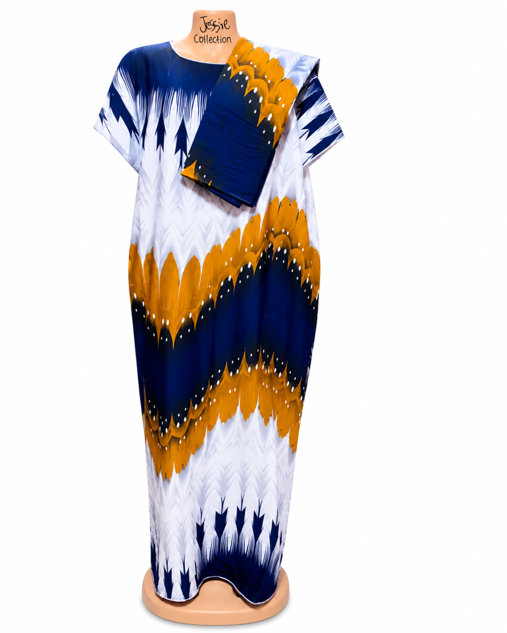 Caftan — Navy & White Chevron Print