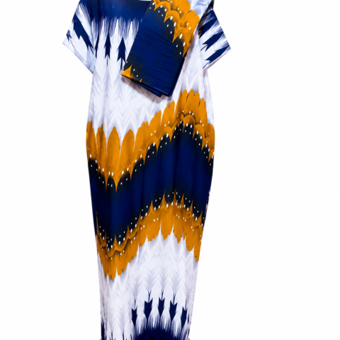 437b0815-71c9-4817-8264-3b3e6fcf34ef Caftan — Navy & White Chevron Print