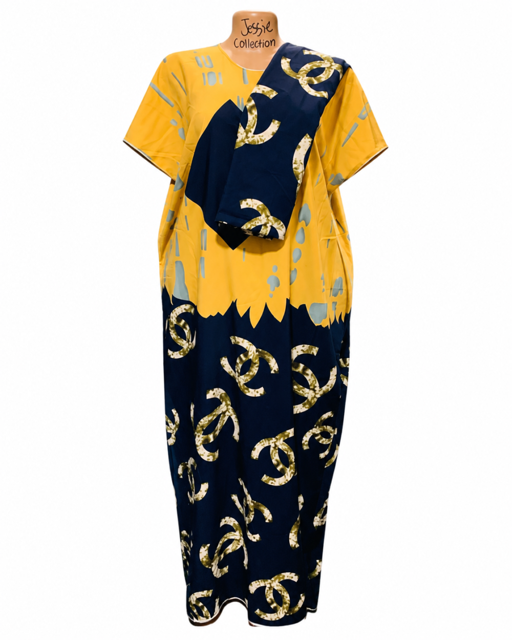 46828e3a-739b-449a-8086-2ded621194a0 Caftan — Navy & Gold Tassel Print