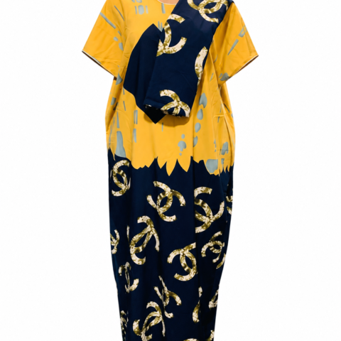 Caftan — Navy & Gold Tassel Print