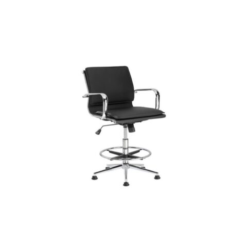 BLACK LEATHER COUNTER CHAIR