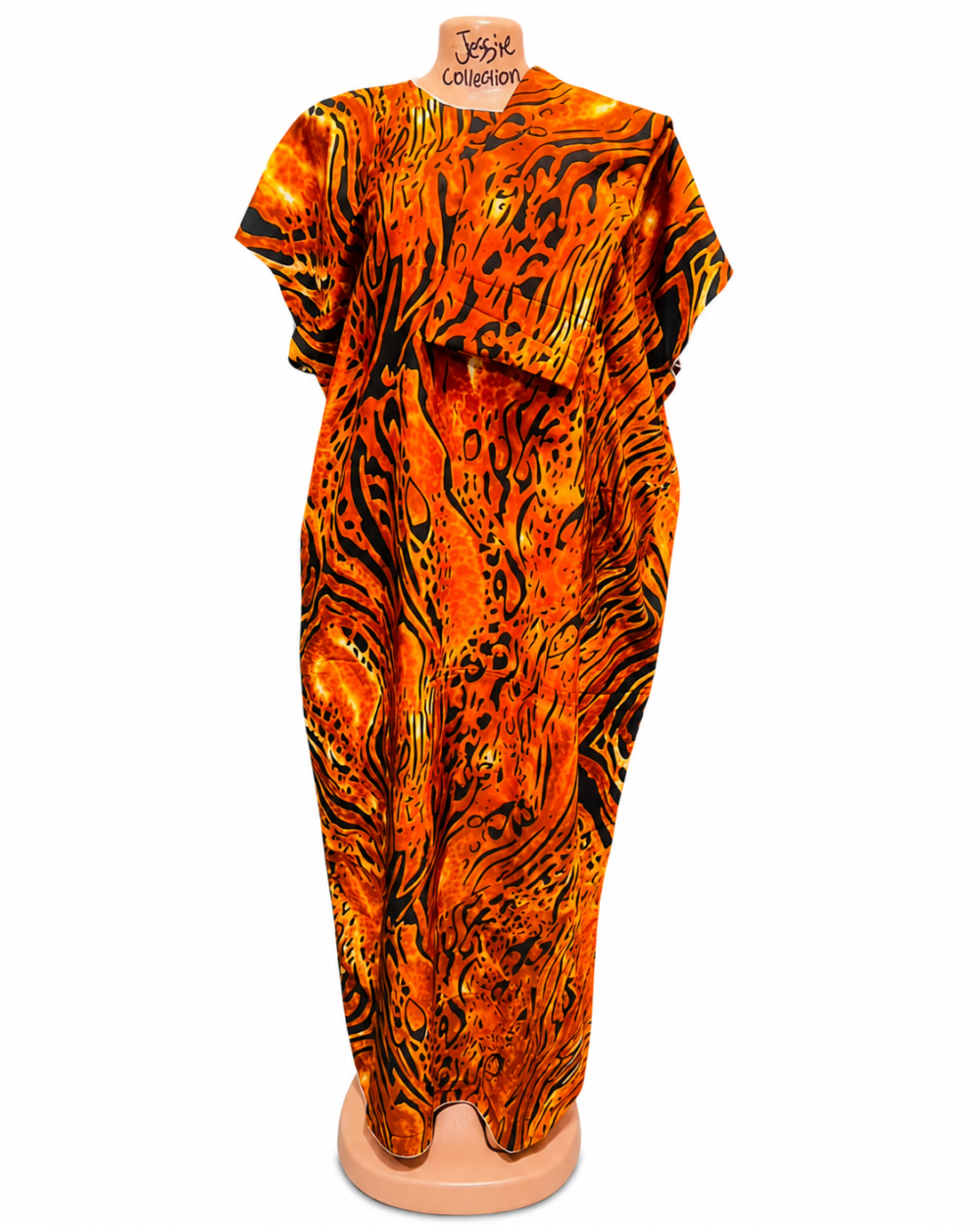 6c9bf950-8652-4dec-a14d-fe6afd788df7 Caftan — Orange Tribal Print