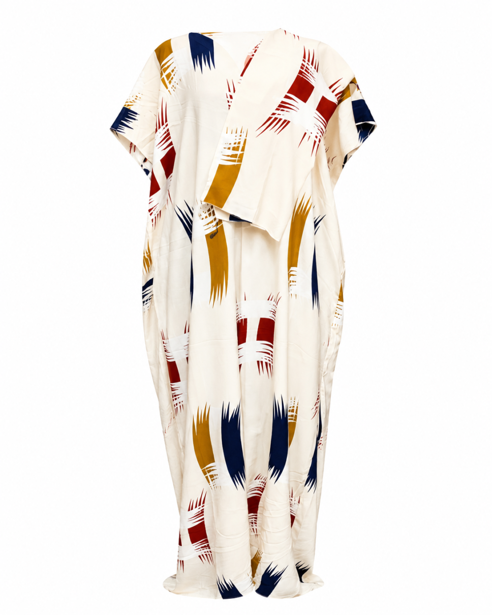 Caftan — Cream with Navy & Red Print