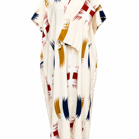 79e0c1e6-3668-4aec-912a-88c9b15c0658 Caftan — Cream with Navy & Red Print