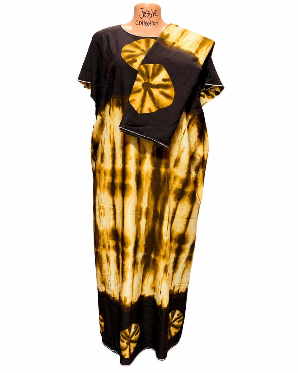 7eeaf562-3c71-4027-b8a5-a308f133457a Caftan — Black & Gold Tie-Dye Print