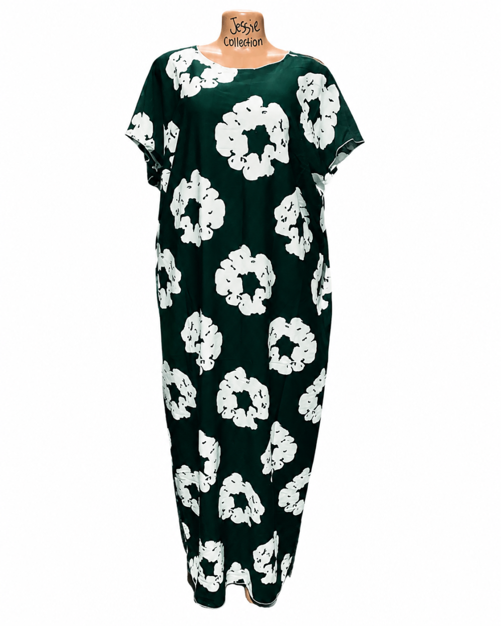 Caftan — Black with White Daisy Print