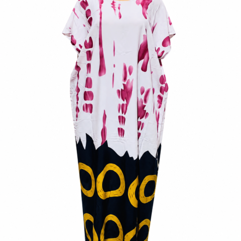 9bdc0a42-06b6-4f1c-bdcd-e957a0468ea9 Caftan — White with Pink & Black Tie-Dye