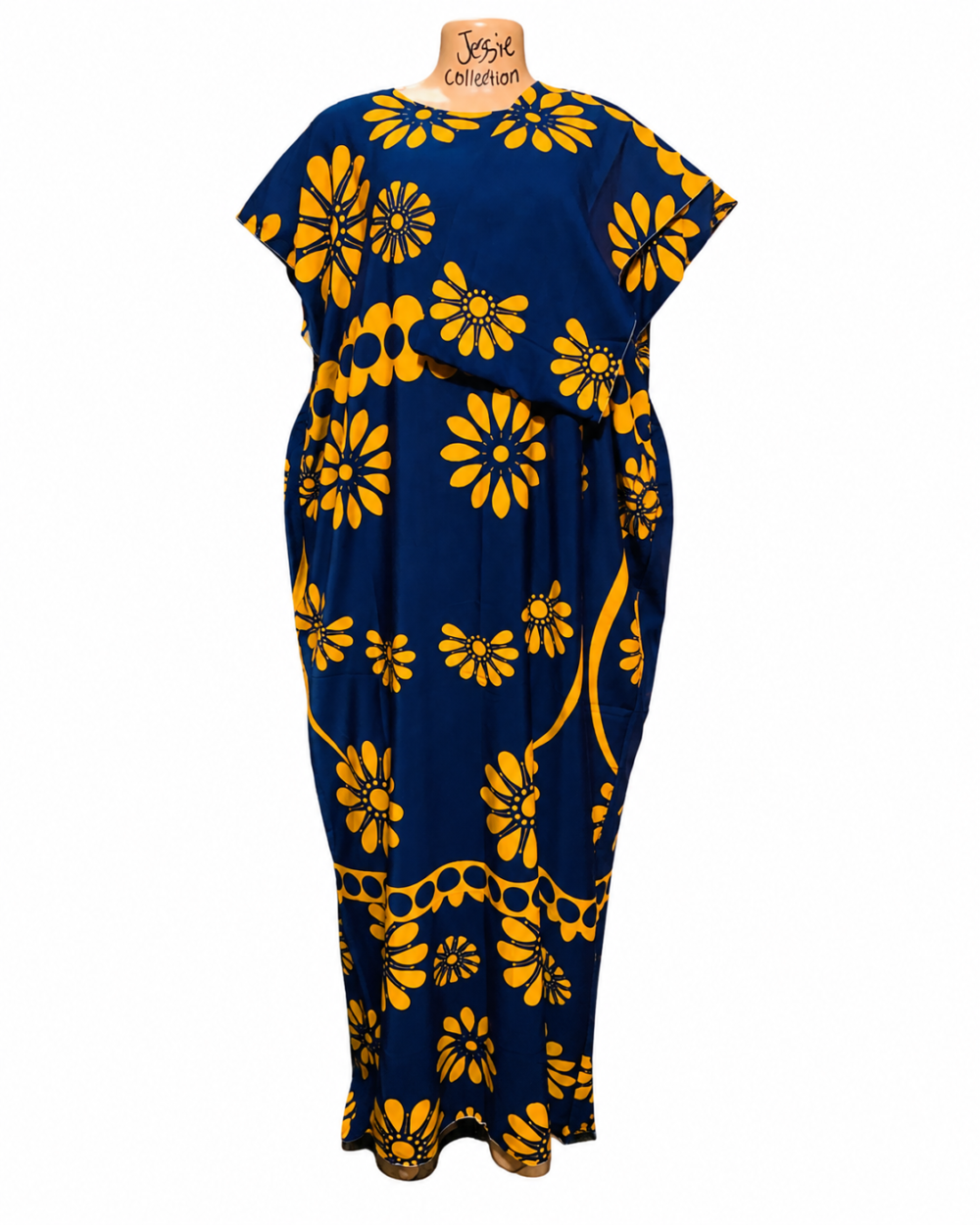 9dcf19ce-bb99-4161-832c-ffcc07b25794 Caftan — Navy with Gold Floral Print
