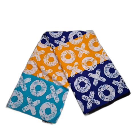 Chitenje Wrap — Blue, Orange & White Print