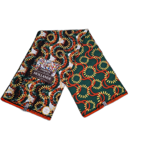 Chitenje Wrap — Green & Orange Swirl Print
