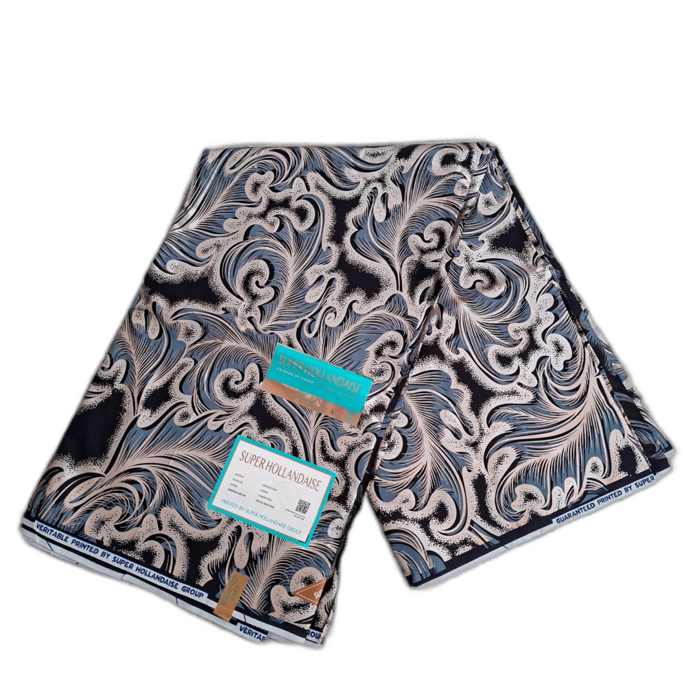 Chitenje Wrap — Grey & Black Paisley Print