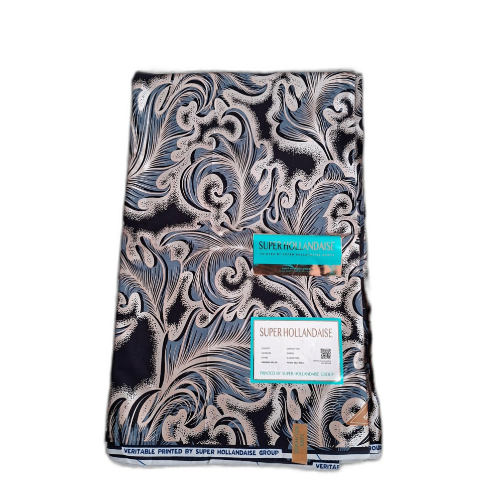 Chitenje Wrap — Grey & Black Paisley Print