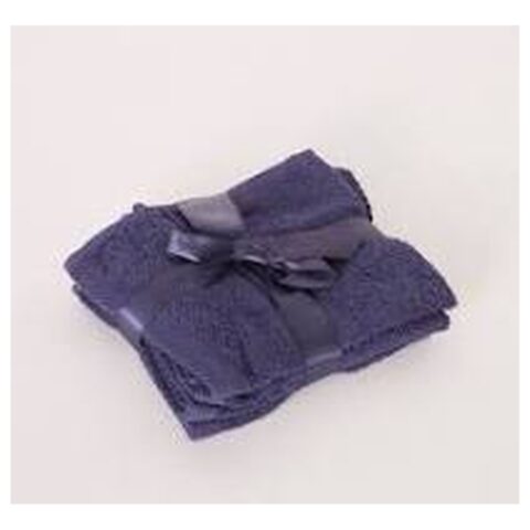 ESSENTIAL-CARDED-FACE TOWEL SET/4-30X30 CM- NAVY