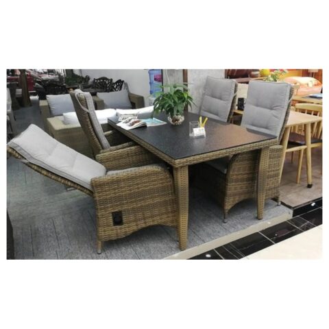 OUTDOOR_FURNITURE__4_1_RECLINER_CHAIR_OUTDOOR_DINNING_SET_4 9813 " 4+1 RECLINER CHAIR OUTDOOR DINNING SET "