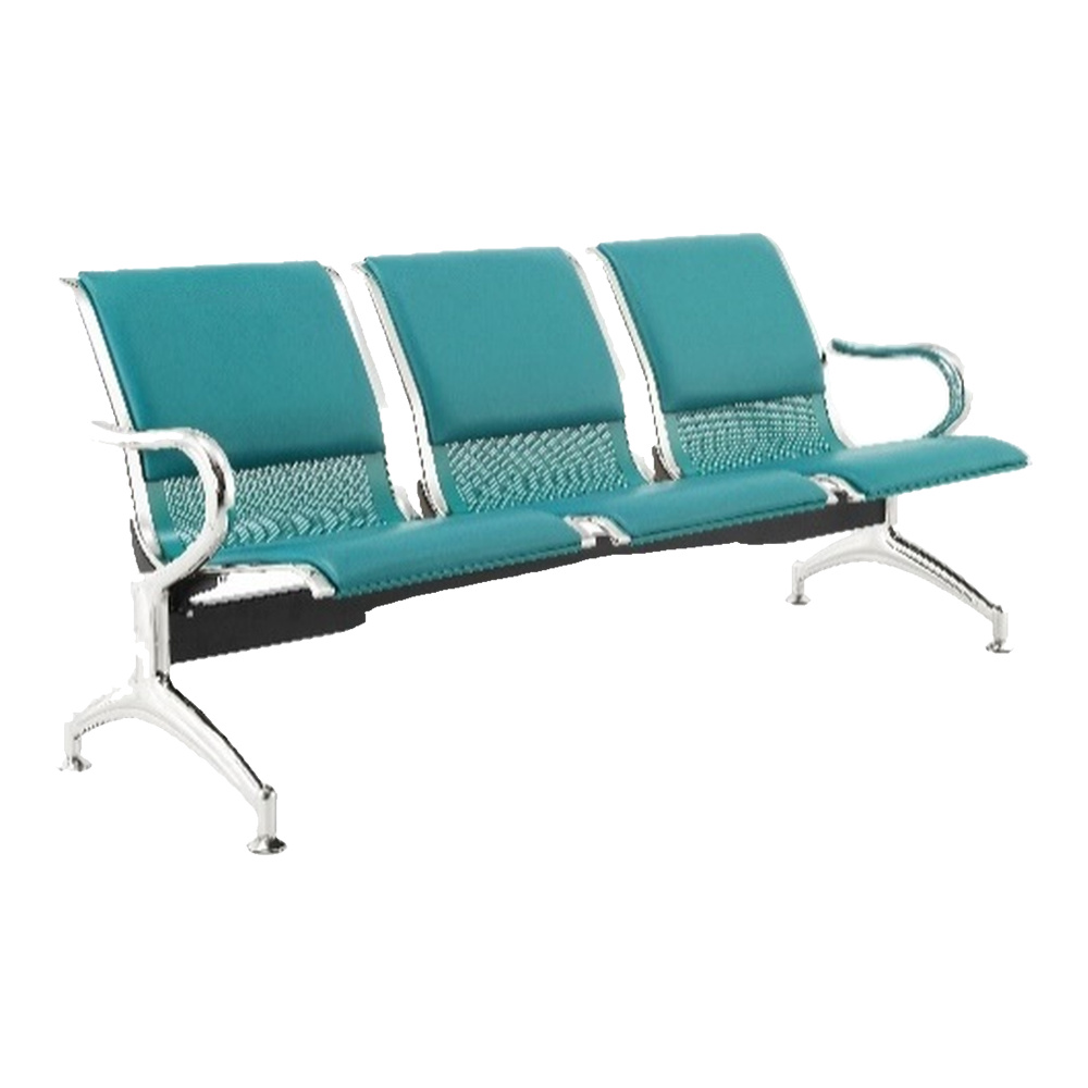 AIRPORT CHAIR PADDED GREEN 3 SEATER