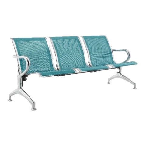 AIRPORT CHAIR UNPADDED GREEN 3 SEATER