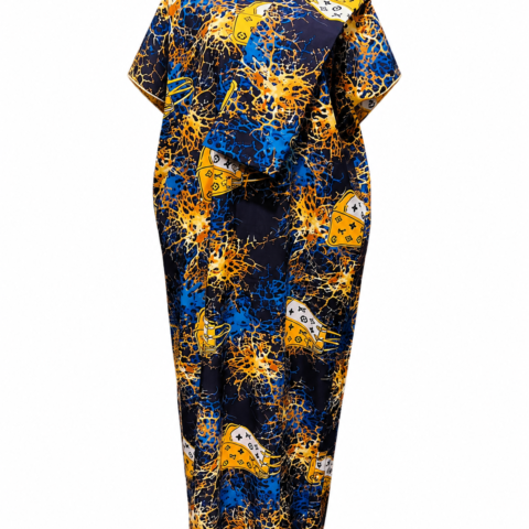 Caftan — Navy & Gold Floral Print