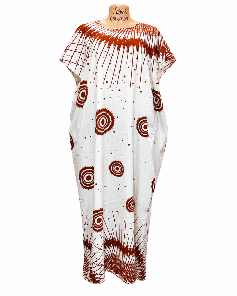 ae3aa299-dd91-4b81-b2dc-244452d86175 Caftan — White with Brown Print