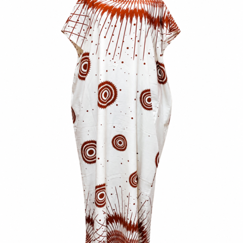 ae3aa299-dd91-4b81-b2dc-244452d86175 Caftan — White with Brown Print